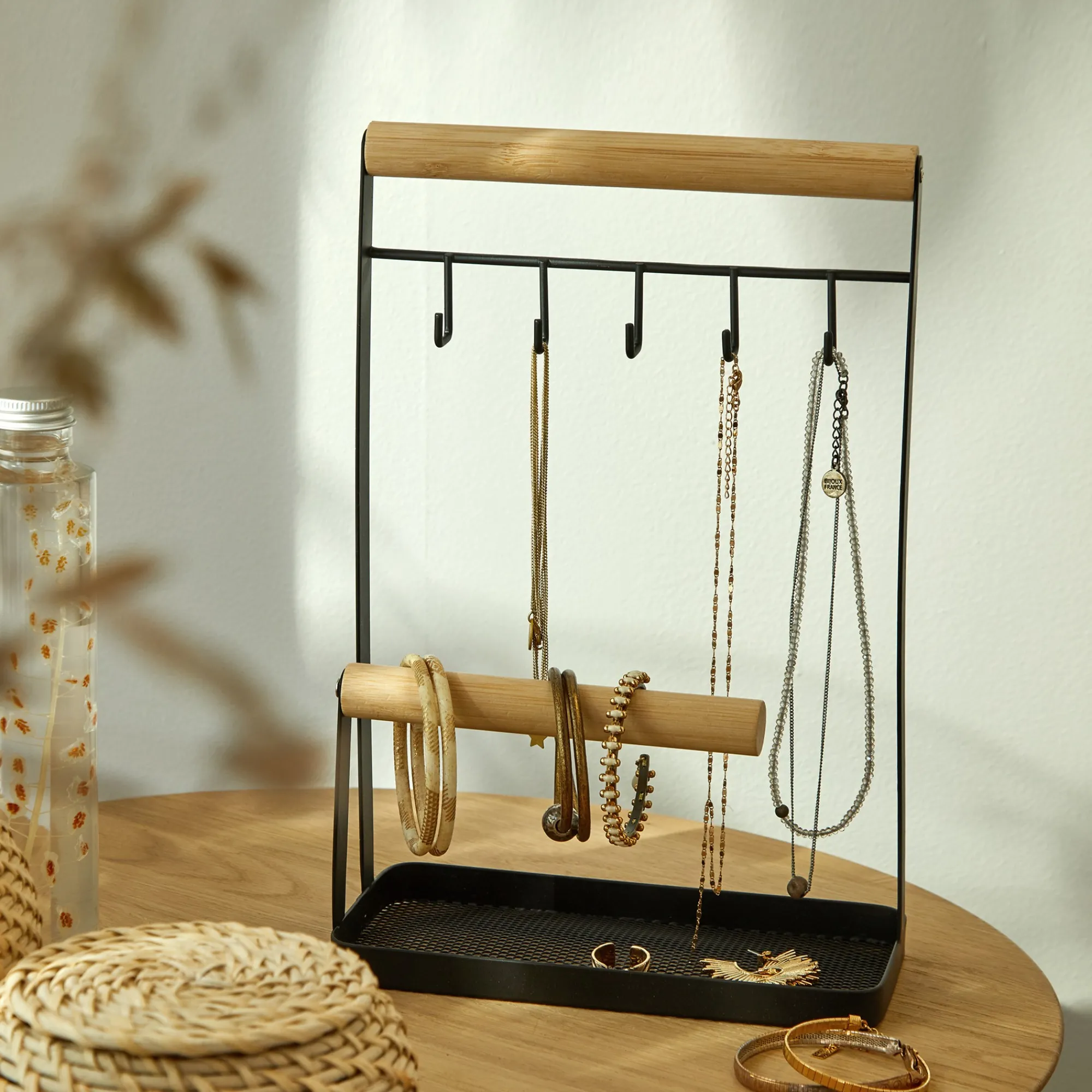 Accessoires En Juwelen<Blancheporte Juweelhouder in hout en metaal zwart