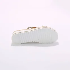 Muiltjes En Klompen|Sandalen En Espadrilles<Blancheporte Juweelmuiltjes met sleehak, pasjes met stras en pareltjes goudkleurig