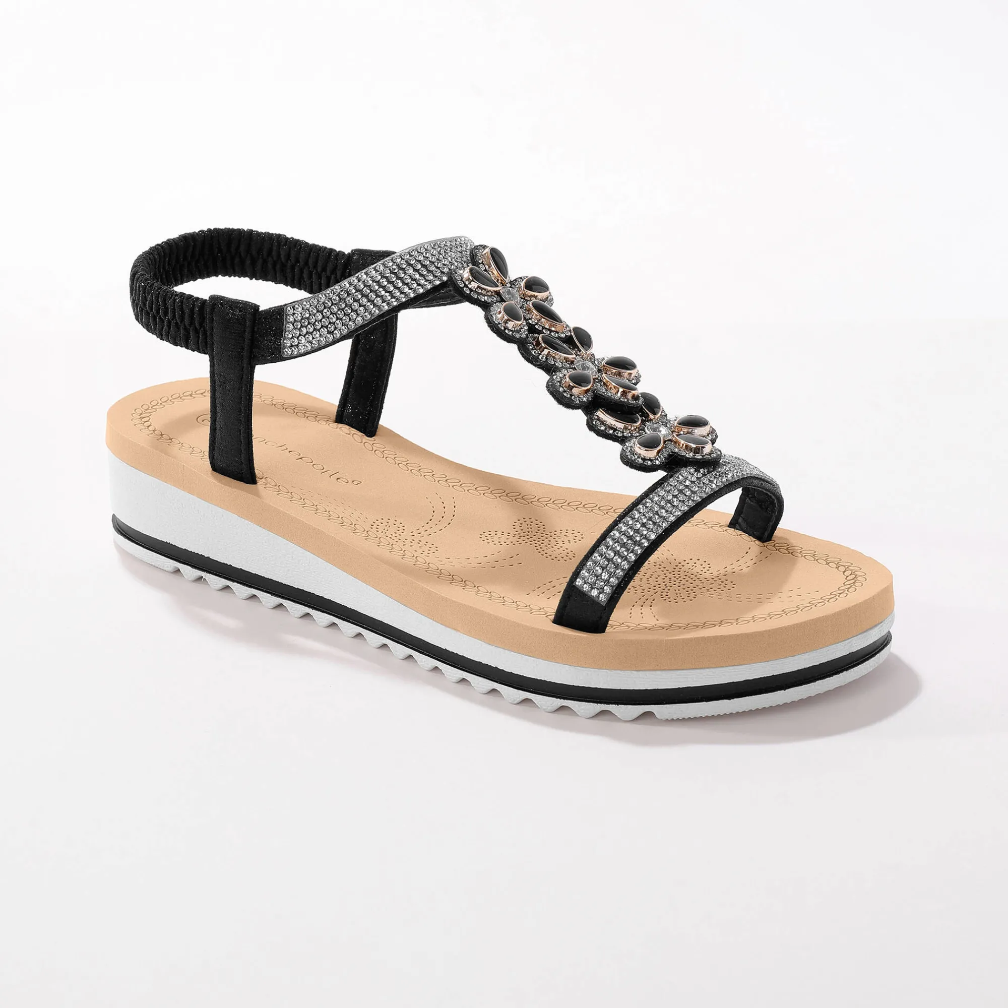Sandalen En Espadrilles|Schoenen<Blancheporte Juweelsandalen met doorloopzool zwart