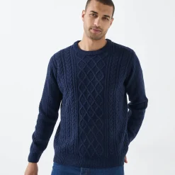 Trui En Vest<Blancheporte Kabeltrui met ronde hals marine