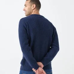 Trui En Vest<Blancheporte Kabeltrui met ronde hals marine