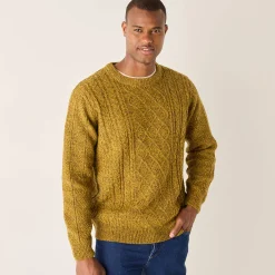 Feestoutfits Heren|Trui En Vest<Blancheporte Kabeltrui met ronde hals gespikkeld curry