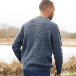 Trui En Vest<Blancheporte Kabeltrui met ronde hals gespikkeld blauw