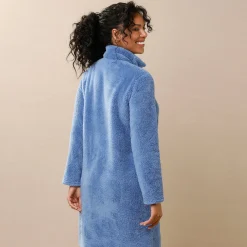 Peignoir En Kamerjas<Blancheporte Kamerjas in fleece jeansblauw / ecru
