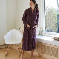 Peignoir En Kamerjas<Blancheporte Kamerjas in fleecetricot met sjaalkraag - 120 cm lang taupe