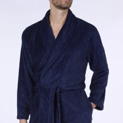 Pyjama En Kamerjas<Dodo Kamerjas in fleecetricot met print en pluchen touch blauw