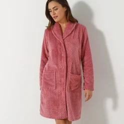 Peignoir En Kamerjas<Blancheporte Kamerjas in fleecetricot met sjaalkraag - 95 cm lang roze