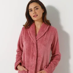 Peignoir En Kamerjas<Blancheporte Kamerjas in fleecetricot met sjaalkraag - 95 cm lang roze