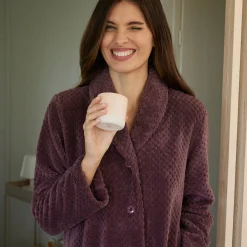 Peignoir En Kamerjas<Blancheporte Kamerjas in fleecetricot met sjaalkraag - 95 cm lang taupe