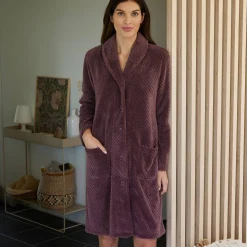 Peignoir En Kamerjas<Blancheporte Kamerjas in fleecetricot met sjaalkraag - 95 cm lang taupe