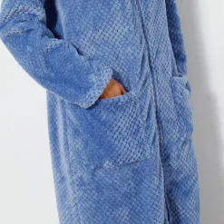 Peignoir En Kamerjas<Blancheporte Kamerjas met rits in fleecetricot met textuur jeansblauw