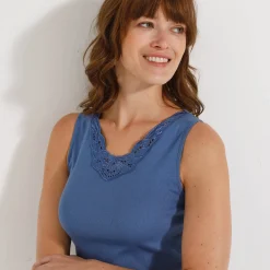 Thermisch Ondergoed<Blancheporte Kanten tanktop blauw
