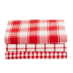 Droogdoek En Handdoek<Blancheporte Katoenen droogdoek met ingeweven ruiten - set van 3 rood