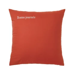 Effen Bedlinnen|Kussensloop<Colombine Katoenen kussensloop, personaliseerbaar terracotta