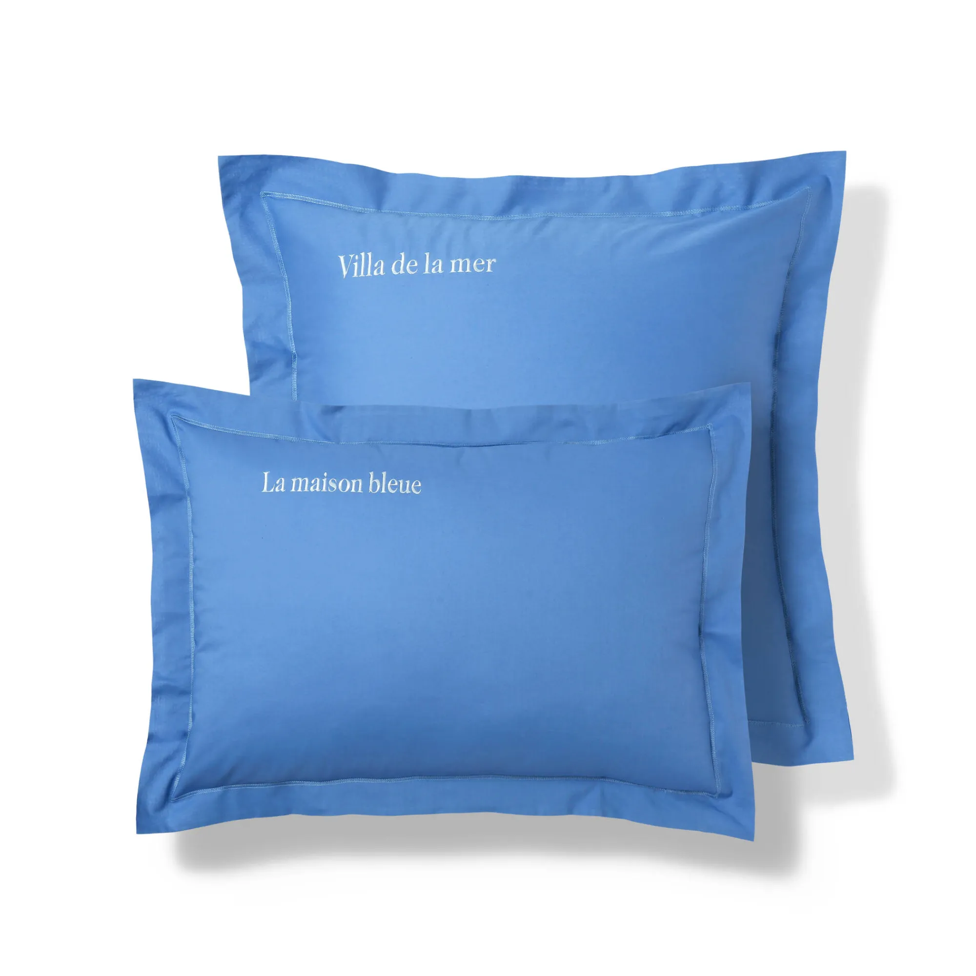 Effen Bedlinnen|Kussensloop<Colombine Katoenen kussensloop, personaliseerbaar oceaanblauw