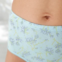 Slip En Shorty<Blancheporte Katoenen maxislip in effen kleuren en met bloemenprint - set van 7 blauw + groen