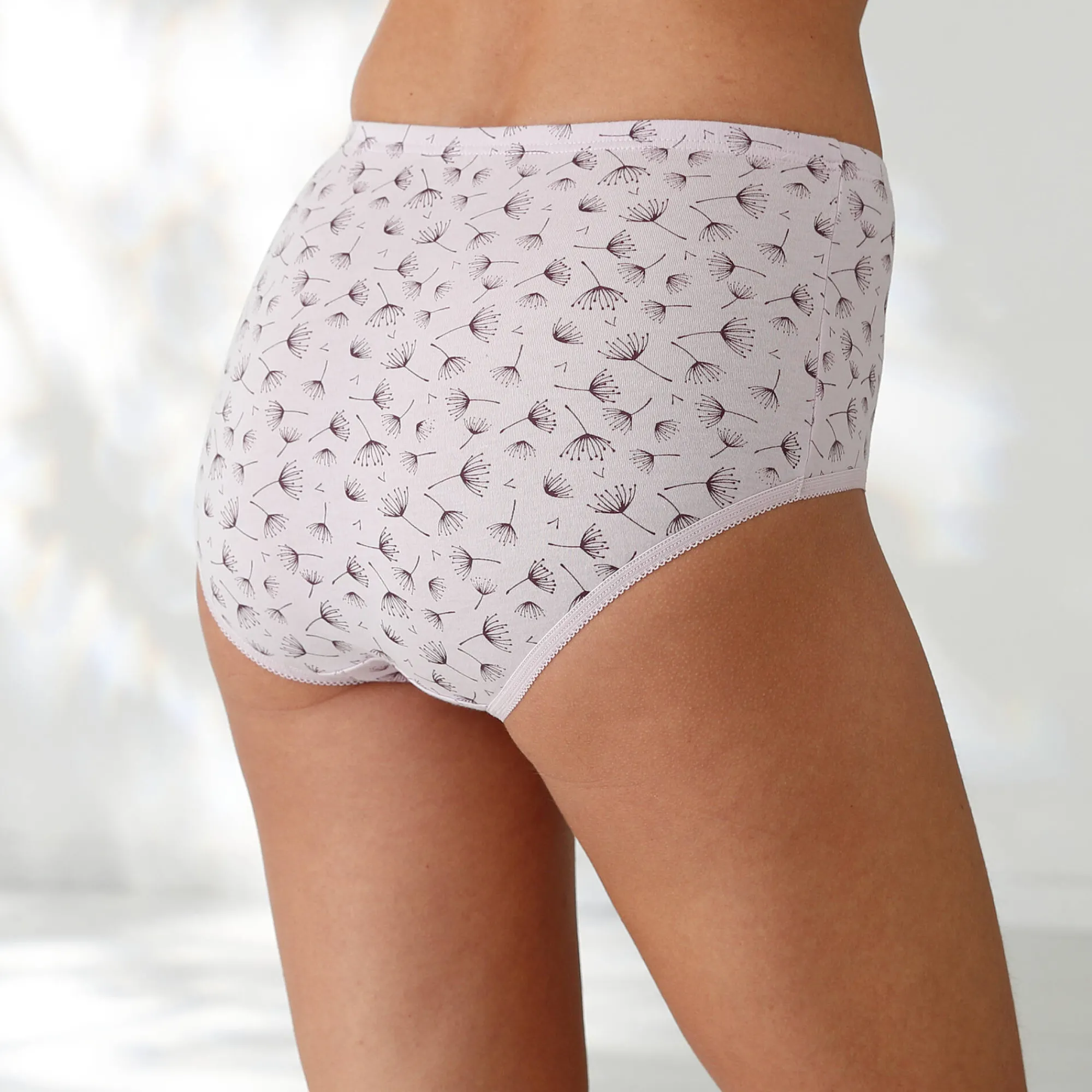 Slip En Shorty<Blancheporte Katoenen maxislip in effen pruim met paardenbloemprint - set van 7 pruim / parma