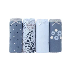 Slip En Shorty<Blancheporte Katoenen maxislip met geassorteerde bloemetjesmotieven - Set van 4 blauw / jeans