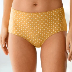 Slip En Shorty<Blancheporte Katoenen maxislip met grafische print - set van 4 zwart / honing