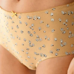 Slip En Shorty<Blancheporte Katoenen maxislip met grafische print - set van 4 zwart / honing