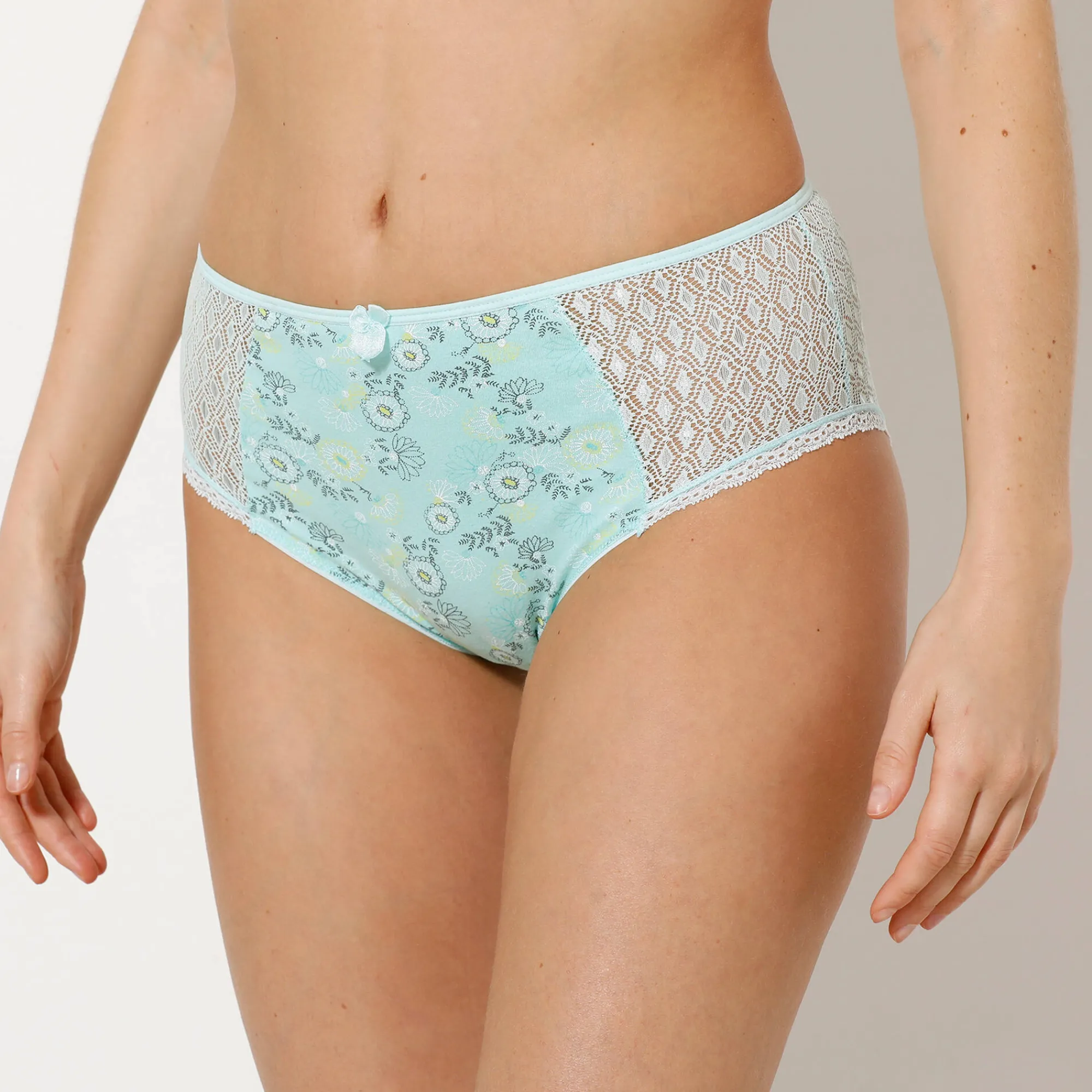 Slip En Shorty<Confidence Lingerie Katoenen maxislip met lenteprint Coria - set van 2 aqua