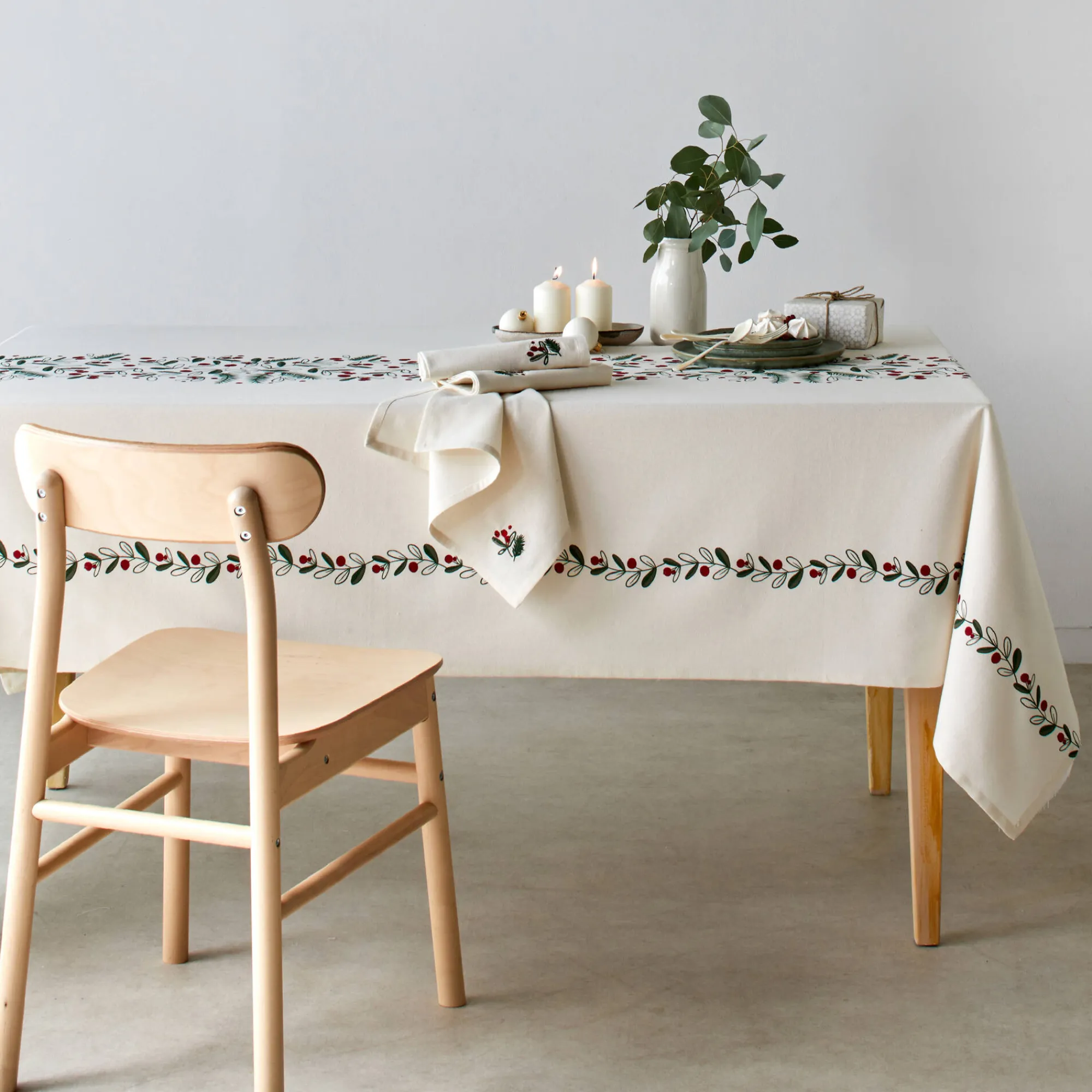 Feesttafel|Servet<Blancheporte Katoenen servet met borduursel - set van 3 naturel