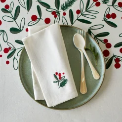 Feesttafel|Servet<Blancheporte Katoenen servet met borduursel - set van 3 naturel
