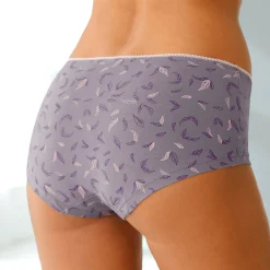 Slip En Shorty<Blancheporte Katoenen shorty met geassorteerde bloemenmotieven - Set van 4 pruim / roze