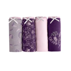 Slip En Shorty<Blancheporte Katoenen shorty met geassorteerde bloemenmotieven - Set van 4 pruim / roze