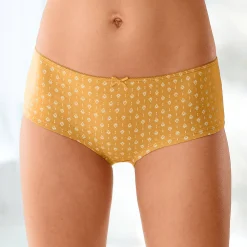Slip En Shorty<Blancheporte Katoenen shorty met grafische print - set van 4 zwart / honing