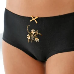 Slip En Shorty<Blancheporte Katoenen shorty met grafische print - set van 4 zwart / honing