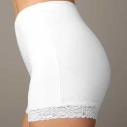 Slip En Shorty<Blancheporte Katoenen shorty met kant - set van 2 wit