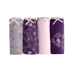 Slip En Shorty<Blancheporte Katoenen slip met geassorteerde bloemenmotieven - Set van 4 pruim / roze