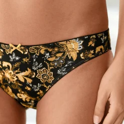 Slip En Shorty<Blancheporte Katoenen slip met grafische print - set van 4 zwart / honing
