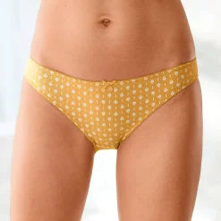 Slip En Shorty<Blancheporte Katoenen slip met grafische print - set van 4 zwart / honing