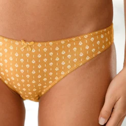 Slip En Shorty<Blancheporte Katoenen slip met grafische print - set van 4 zwart / honing