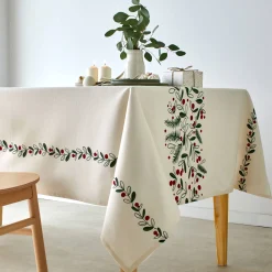 Feesttafel|Tafellaken En Tafelloper<Blancheporte Katoenen tafellaken met blaadjesprint naturel