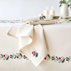 Feesttafel|Tafellaken En Tafelloper<Blancheporte Katoenen tafellaken met blaadjesprint naturel