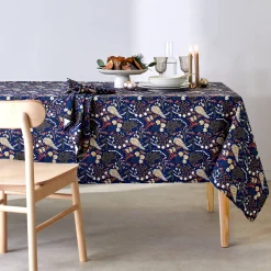 Feesttafel|Tafellaken En Tafelloper<Blancheporte Katoenen tafellaken met plantenprint marine