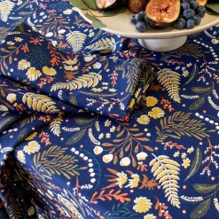 Feesttafel|Tafellaken En Tafelloper<Blancheporte Katoenen tafellaken met plantenprint marine