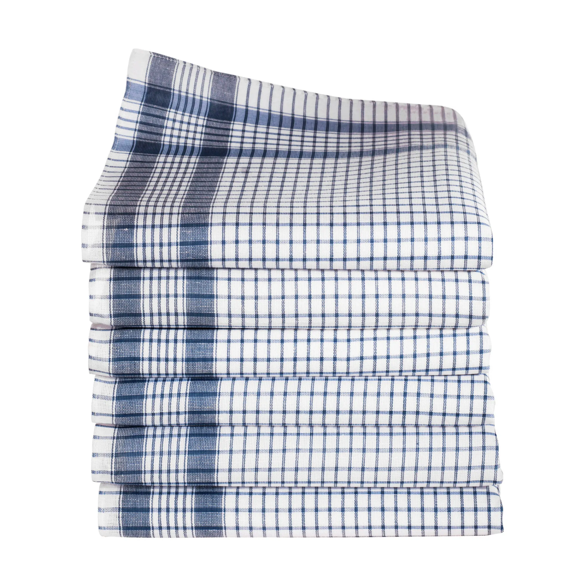 Zakdoeken<Blancheporte Katoenen zakdoeken met ingeweven ruitmotief - set van 12 wit / blauw