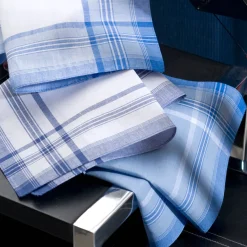 Zakdoeken<Blancheporte Katoenen zakdoeken met ingeweven strepen - set van 12 wit / blauw