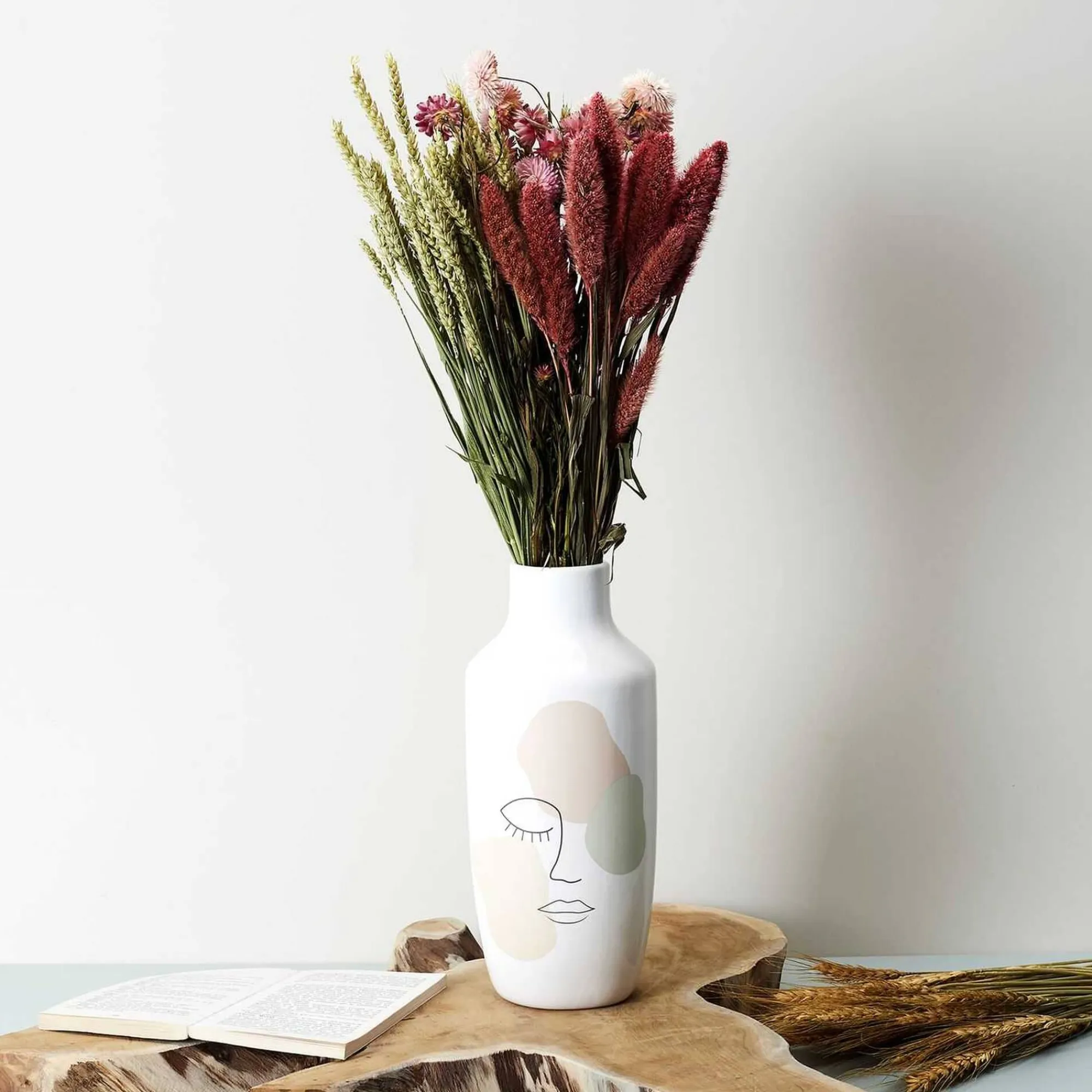 Decoratieartikel<Blancheporte Keramische vaas met gezichtmotief - 30 cm hoog veelkleurig