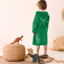 Badjas|Handdoek En Badlaken Kids<Blancheporte Kinderbadjas met capuchon, personaliseerbaar, dinosaurus, microvezel. groen