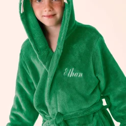 Badjas|Handdoek En Badlaken Kids<Blancheporte Kinderbadjas met capuchon, personaliseerbaar, dinosaurus, microvezel. groen