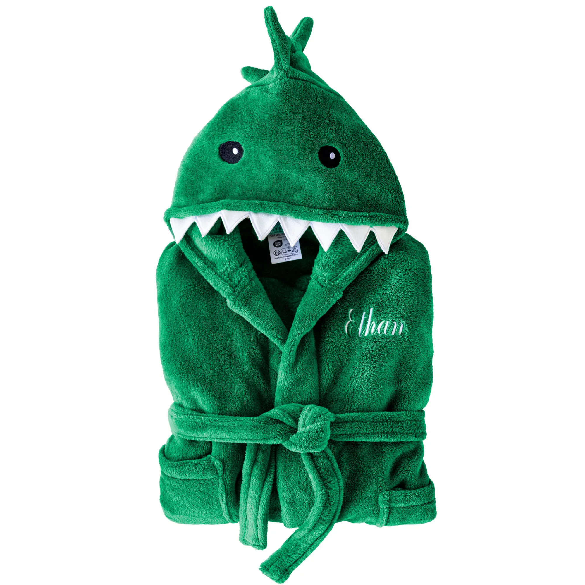 Badjas|Handdoek En Badlaken Kids<Blancheporte Kinderbadjas met capuchon, personaliseerbaar, dinosaurus, microvezel. groen