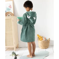 Badjas|Handdoek En Badlaken Kids<Colombine des petits Kinderbadjas met dinosaurusmotief en kap, personaliseerbaar - 340 g/m² eucalyptus