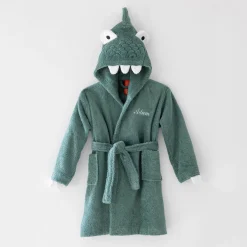 Badjas|Handdoek En Badlaken Kids<Colombine des petits Kinderbadjas met dinosaurusmotief en kap, personaliseerbaar - 340 g/m² eucalyptus