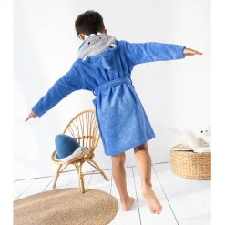 Badjas|Handdoek En Badlaken Kids<Colombine des petits Kinderbadjas met haaiennmotief en kap, personaliseerbaar - 340 g/m² felblauw