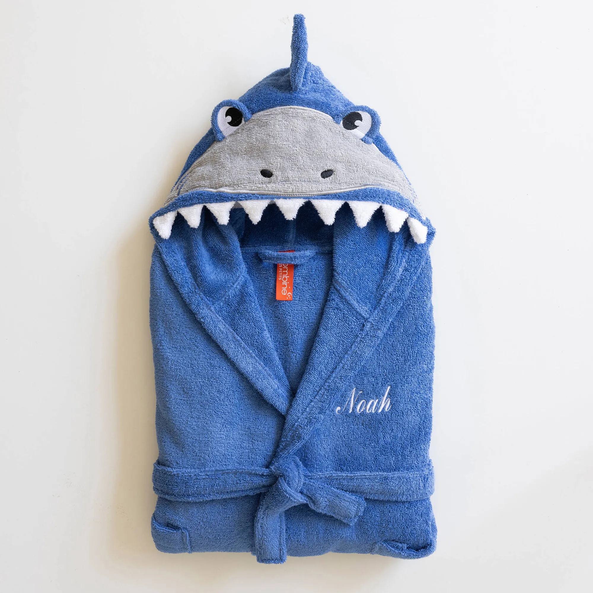 Badjas|Handdoek En Badlaken Kids<Colombine des petits Kinderbadjas met haaiennmotief en kap, personaliseerbaar - 340 g/m² felblauw